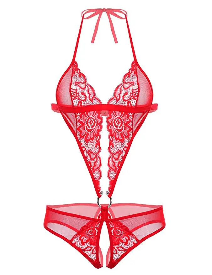 Women One Piece Lingerie Deep V Lace Bodysuit Babydoll Teddy Underwear  - Image 2