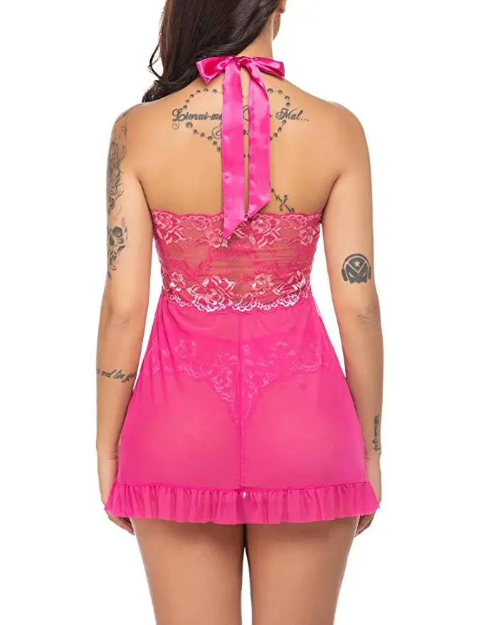 Women cosplay Maid uniform temptation cross transparent mesh Jumpsuit skirt Sexy lingerie underwear clothes - Image 3