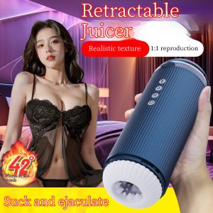 Smart masturbation cup with telescopic vibration and heating for male sexual masturbation desensitization training