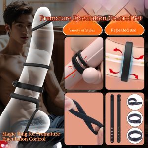 Combination locking ring set, adjustable semen-locking ring, couple's bedroom fun ring