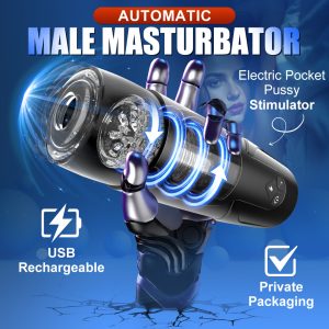 Sex Toys for Men Masturbator, Cafatop Automatic Male Masturbators with Thrusting & Rotating, Adult Male Masturbation Stroker Electric Pocket Pussy, Men's Sex Machine Male Sex Toys with Suction Cup